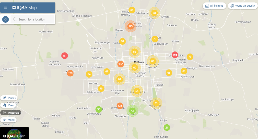 Индекс качества воздуха карта онлайн