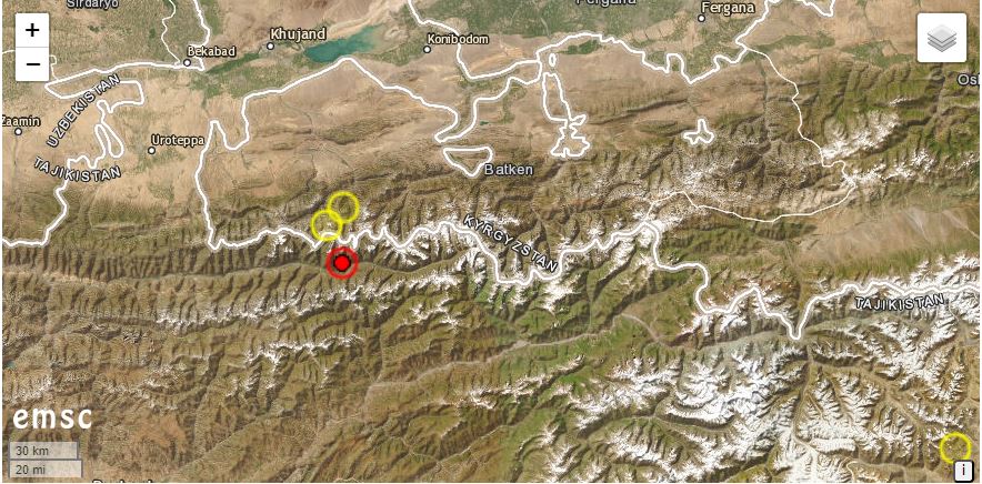 В Таджикистане произошло землетрясение. Толчки ощущались и на юге Кыргызстана