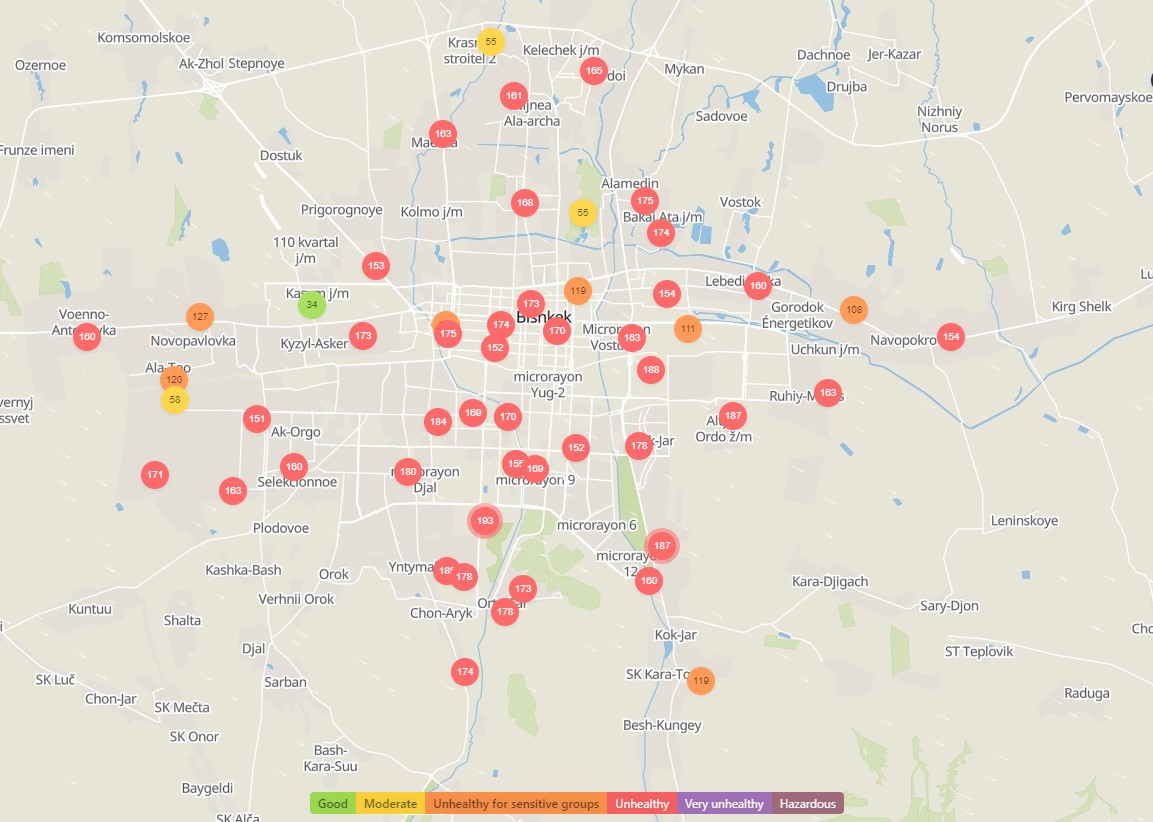 Бишкек в пятерке городов с самым грязным воздухом - | 24.KG