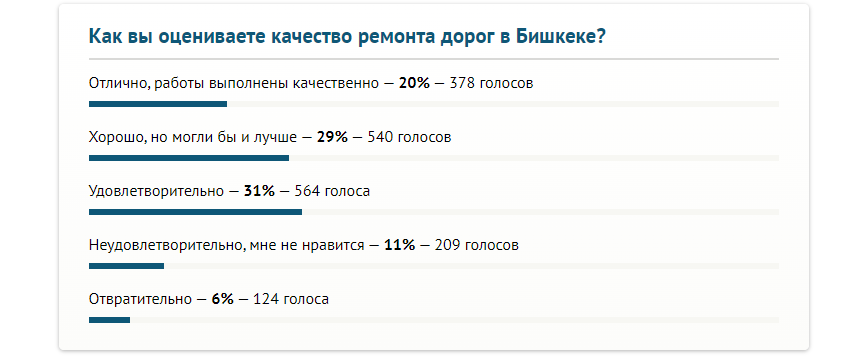 Бишкекчане оценили качество ремонта улиц в столице. Итоги опроса 24.kg