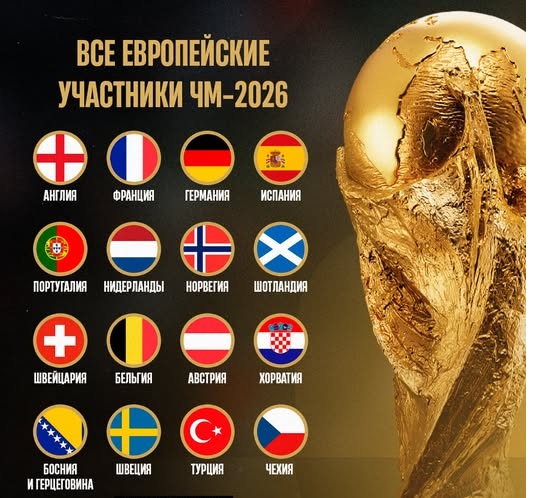 Дүйнө чемпионаты &minus;2026: Европанын 16&nbsp;командасы толугу менен жарыяланды