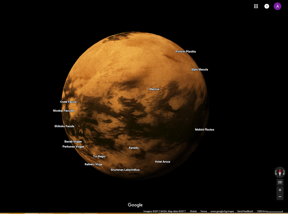 На Google Maps появились карты спутников Сатурна Энцелада, Титана и Мимаса  - | 24.KG