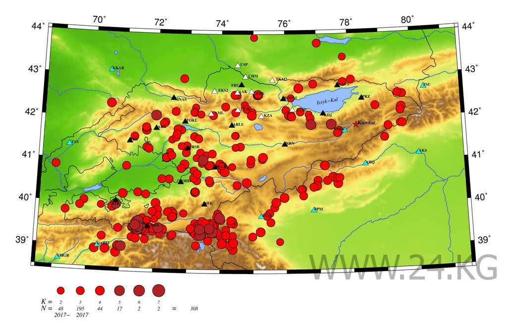 Карта землетрясений казахстан