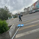 Фото пресс-службы мэрии Бишкека. Испорченный дорожный знак