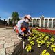Фото мэрии Бишкека. На площади Ала-Тоо украшают клумбы