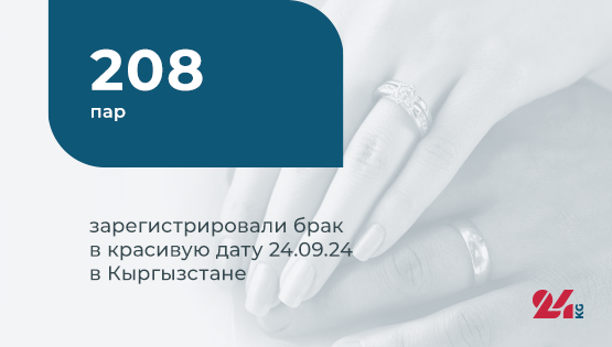 Цифра дня.&nbsp;208 пар зарегистрировали брак в&nbsp;красивую дату 24.09.24&nbsp;в Кыргызстане
