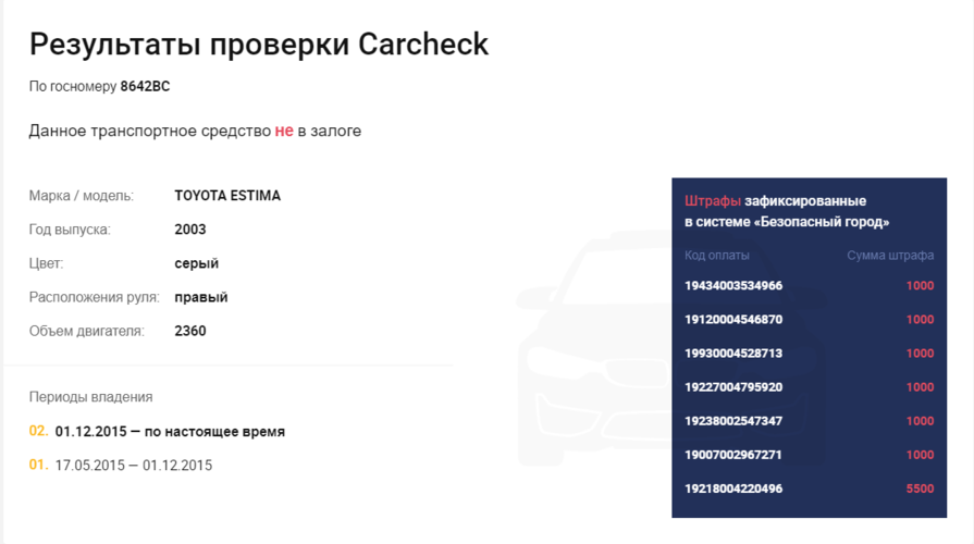 скриншот с портала Carceck.kg