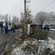 Фото пресс-службы УПСМ. В Бишкеке водитель Subaru Legacy врезался в электрический столб