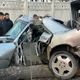 Фото Shtraf__kg. В Бишкеке водитель легкового автомобиля врезался в дерево