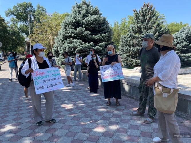 Фото 24.kg. У «Белого дома» проходит акция протеста против законопроекта Гульшат Асылбаевой