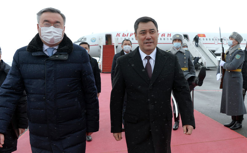 Фото Султана Досалиева. Садыр Жапаров прибыл в Казахстан с государственным визитом